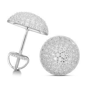 Genuine Sterling Silver Lab Iced Snow Cap Hip Hop Earrings - CaratixJewelry